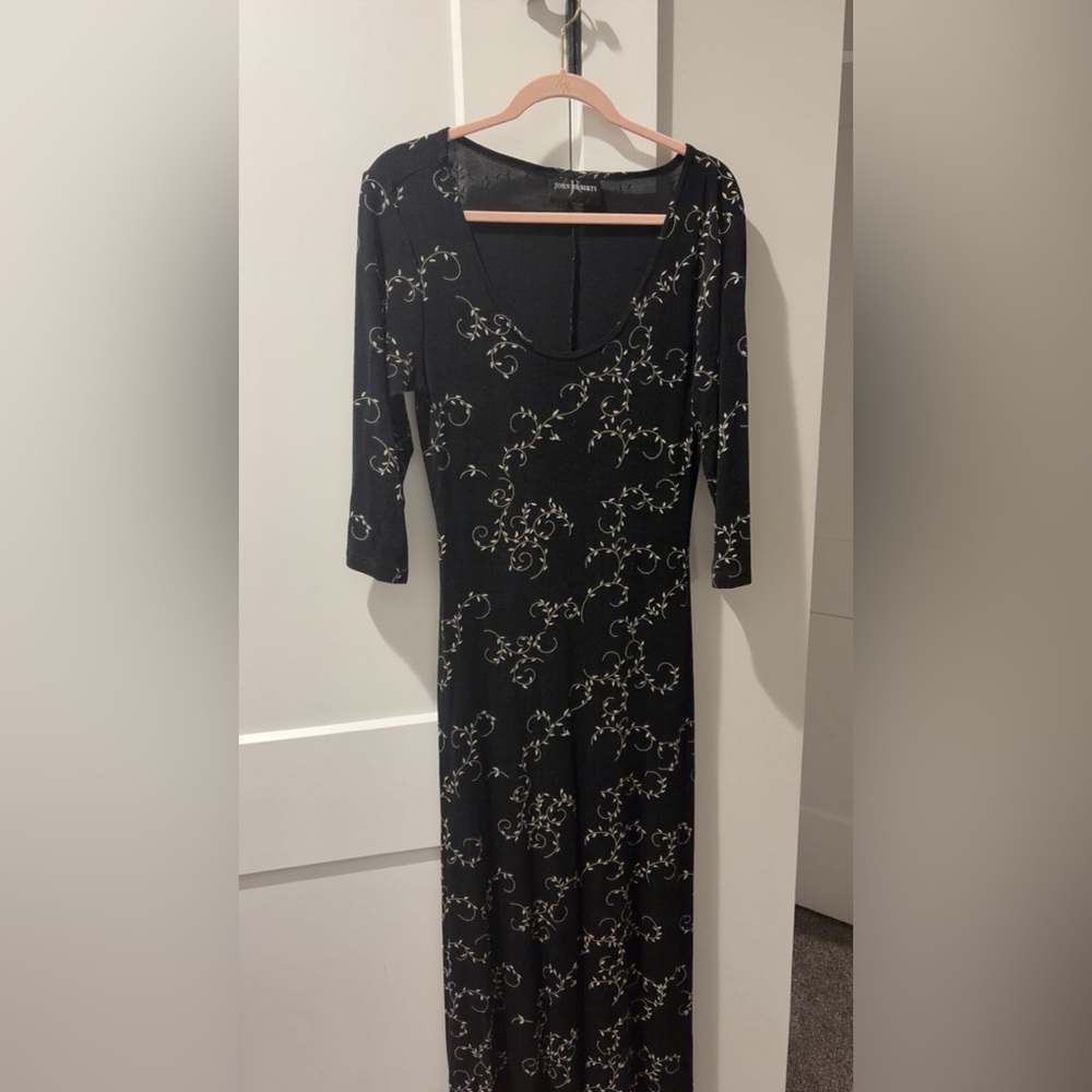 Chic Black Floral Long Sleeve Dress